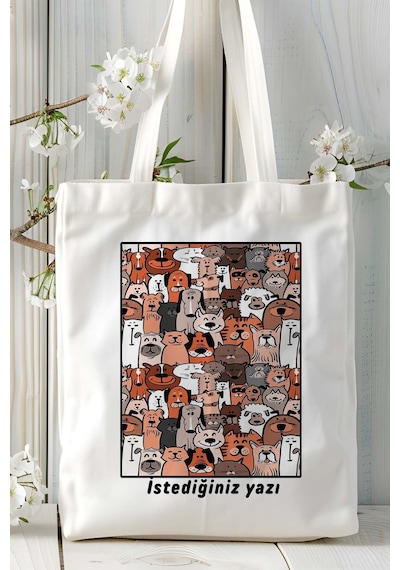 Art Hediye Retro Köpek Baskılı Omuz Çanta Kişiye Özel Model 19 Çok Renkli