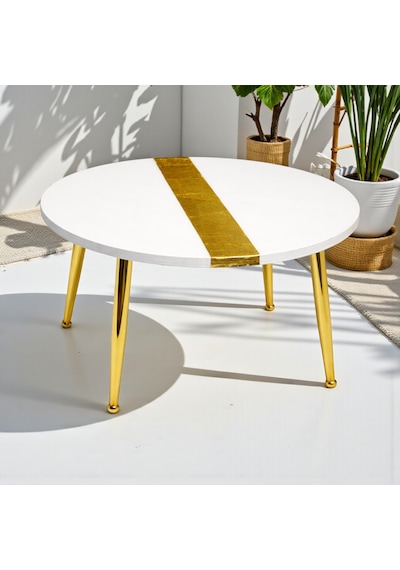 Aurum Blanc 60 Cm Beyaz & Altın Modern Orta Sehpa Gerçek Altın Varaklı Yüksek Parlak Epoksi Tasarım, Modern Lüks Ev Dekoru Beyaz - Altın Aurum Blanc 60 Cm Beyaz & Altın Modern Orta Sehpa Gerçek Altın Varaklı Yüksek Parlak Epoksi Tasarım, Modern Lüks Ev Dekoru Beyaz - Altın