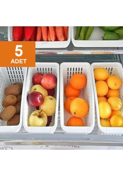 5 Adet Düzenleme Sepeti Buzdolabı Sepeti Beyaz