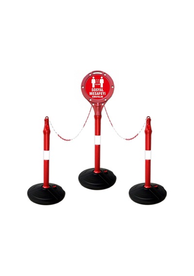 Sosyal Mesafe Uyarı Bariyer Dubası 3 Adet Duba 4 Metre Zincir Ve