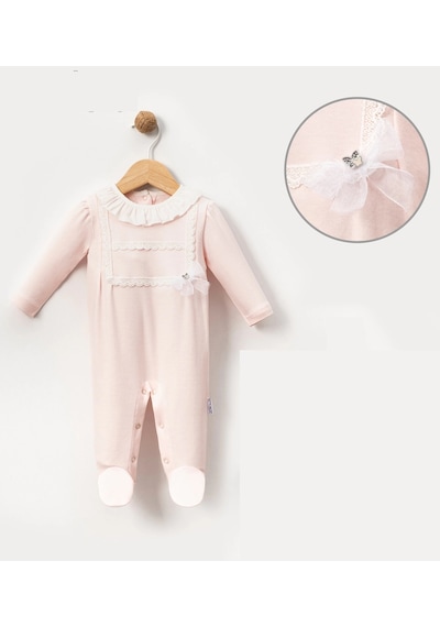 Lamato Baby Pile Yakalı Fistolu Bebe Kız Tulum SOMON