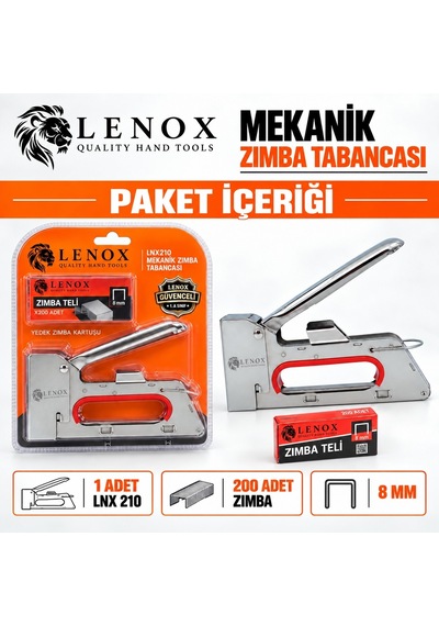 Lenox Lnx210 8 Mm Mekanik Zımba Tabancası 200 Adet Zımba Telli