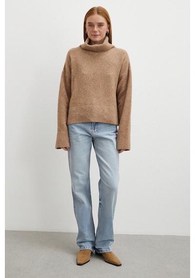 Yüksek Bel Straight Fit Jean Buz Mavisi Buz Mavisi