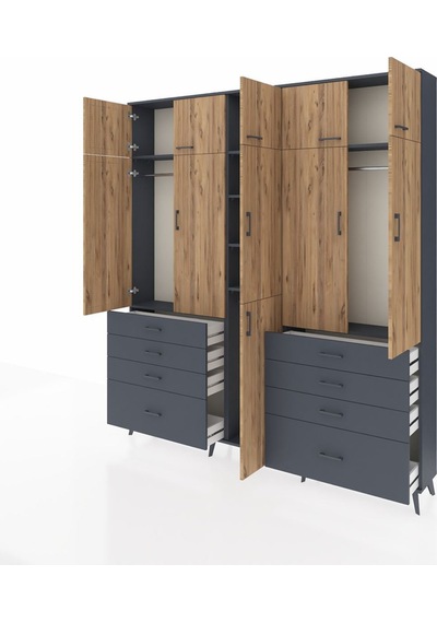 Arges Dolap 8 Raflı 8 Çekmeceli 3 Askılı 220x30x243 Antrasit-çam/antrasit Atlas Çam/antrasıt Arges Dolap 8 Raflı 8 Çekmeceli 3 Askılı 220x30x243 Antrasit-çam/antrasit Atlas Çam/antrasıt