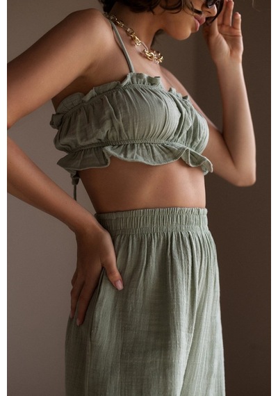 Mai Collection Mai Studios Co. Harvey Çağla Müslin Crop Takım Çağla