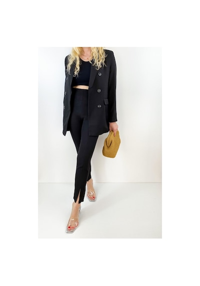 Modaonna Kadın Siyah Oversize Blazer Ceket Siyah