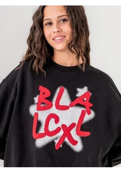 Kız Çocuk Black Yazılı Sweatshirt-14772 Siyah