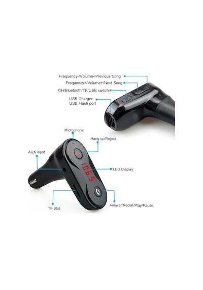 Car F8 Bluetooth Araç Kiti Radyo Fm Transmitter Usb Şarjlı 12-24v