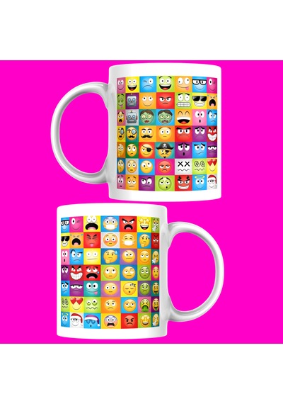 Emojiler Kupa Bardak Tasarım Çok Renkli