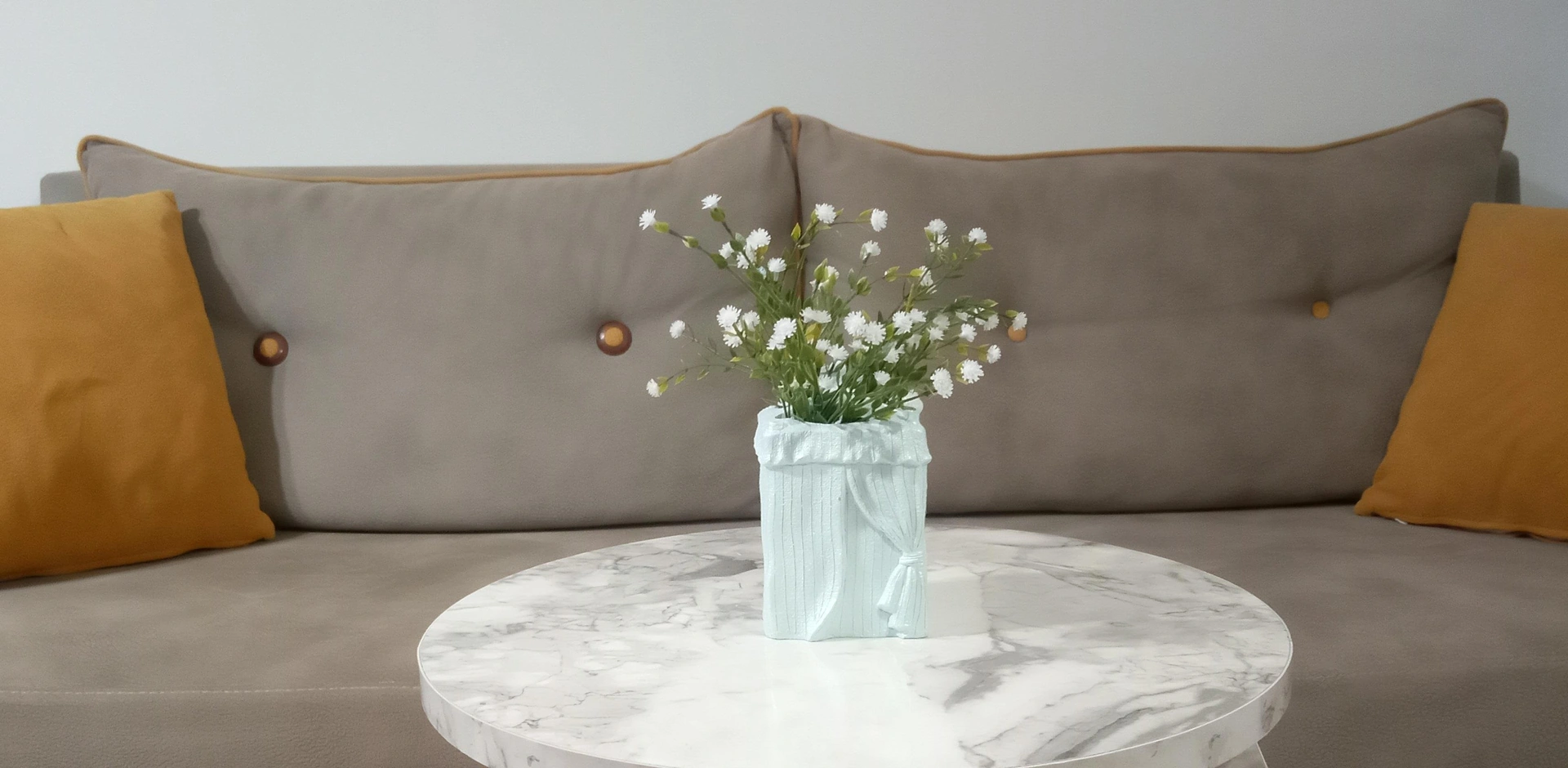 2 Adet Vazo Dahil,vazoda Çiçek,beyaz Yapay Çiçek,vazo Dekoratif Poliresin 7x7x17cm Çok Renkli