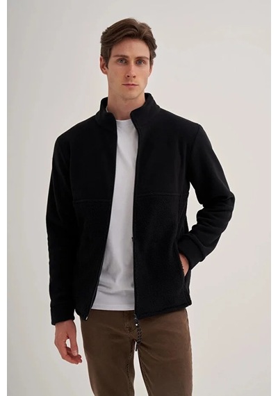 Cazador Caz 5127 Dik Yk. Polar Sweat Hırka Siyah Siyah