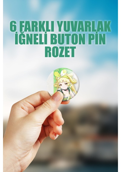 Verina Wuthering Waves Gacha Çanta Süsü Rozet İğneli Buton Rozet Seti 6 Adet Altılı