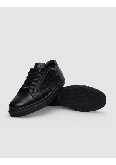 Cabani %100 Hakiki Deri Siyah Bağcıklı Erkek Sneaker Siyah