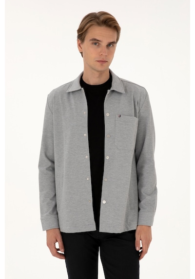 U.S. Polo Assn. Erkek Gri Örme Gömlek 50308470-vr024