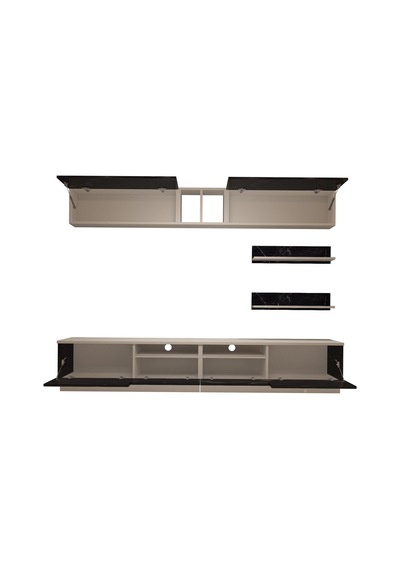 Decoraktiv Trendstyle 5220 Mdf Tv Ünitesi Tv Sehpası Beyaz - Siyah Mermer