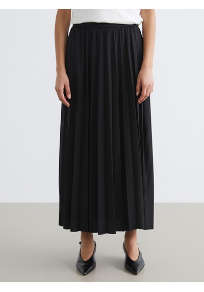 Lcw Modest Siyah Beli Lastikli Krep Pileli Etek