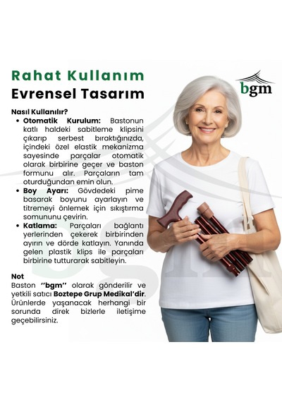 Baston Katlanabilir Denge Bastonu Yüksek Kalite Ayarlanabilir Kahverengi-bronz Baston