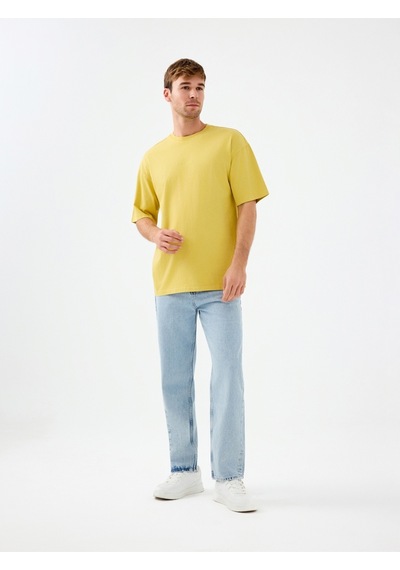Oversize Fit Erkek Tshirt K.kol Dirty Yellow