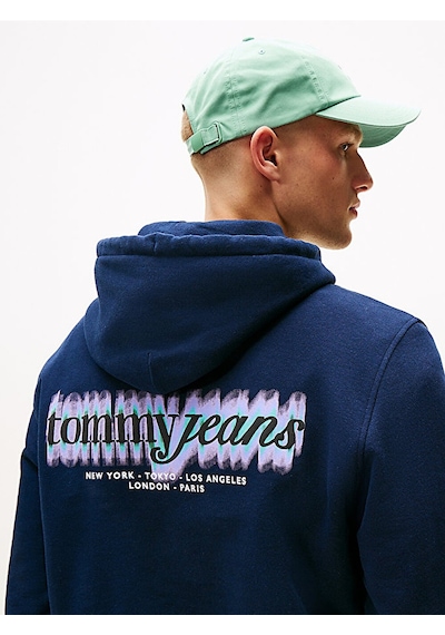 Tommy Hilfiger Tjm Reg Blur Scrpt Bck Hood Ext Erkek Mavi Kazak - Dm0dm22112