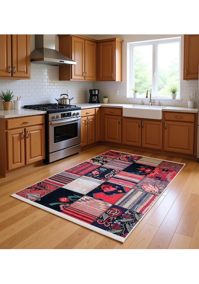 Blghome Dokuma Tabanlı Dijital Baskı Halı Blg3830 Kırmızı
