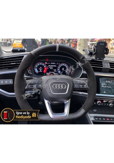 Audi A1 Dikme Direksiyon Kılıfı Alcantara Süet Mat Karbon Gri Yüzük Ve Dikiş 2018-2026