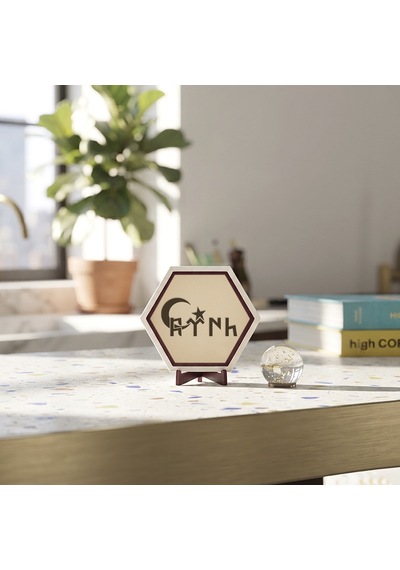 Modern Tasarım Göktürkçe Türk Ve Ay Yıldız Masaüstü Dekoru Kitaplık Ve Çalışma Masaları İçin Şık Bir Seçenek 10x10 Cm, Pudra