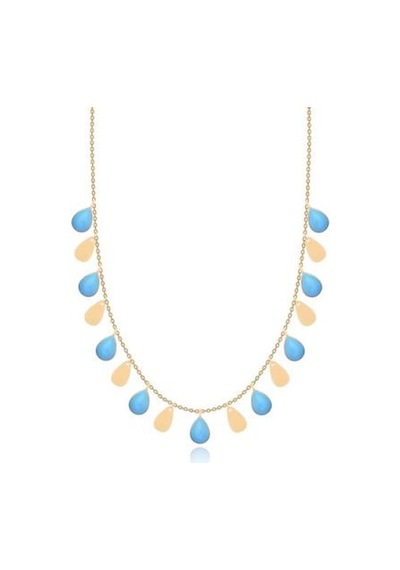 Diamond Line-Gülaylar - Sarı Altın 14 Ayar Firuze Taş Kolye N11.25113