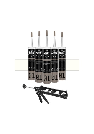 Selsil Ga Silikon 280 Gr. Beyaz 5 Adet , Plastik Tabanca Beyaz
