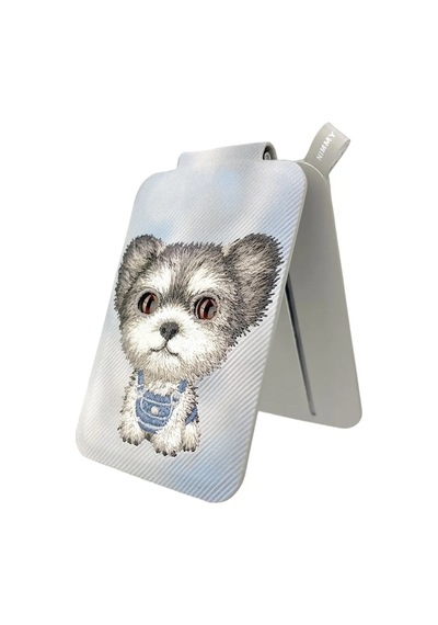 Magsafe Uyumlu Değiştirilebilir Manyetik 3d Göz, Nakışlı Kartlık & Stand - Mavi Yorkshire Terrier