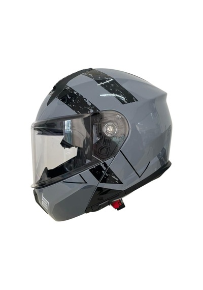 Mts M-966 Çene Açılır Güneş Vizörlü Motosiklet Kaskı Gri - Siyah
