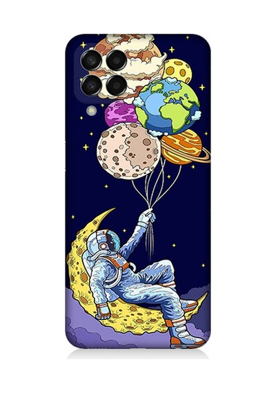 Samsung Galaxy M33 Uyumlu Silikon Kılıf Astronot Ve Gezegenler