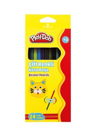 Play-Doh 24 Renk 12'Li Bicolor Kuruboya Kalemi