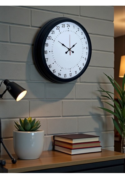 Siyah 40 Cm Metal 24 Saat Göstergeli Özel Tasarım Duvar Saati