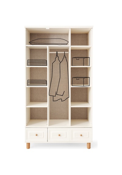 Nice 4 Kapaklı %100 Mdf Elbise Dolabı Gardrop 154x54x212 Ekru
