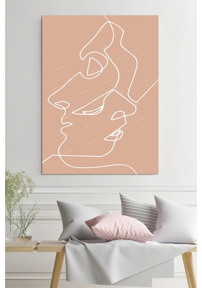 Yüzler ve Suretler Minimalist Modern Sanatsal Kanvas Tablo 50 x 70 s