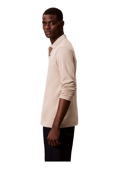 Calvin Klein Lv040em909 Ls Supima Cotton Solid Erkek Polo Tişört Bej