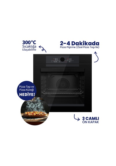 Ferre Pizzart & Fryart QEP65CS+BL135+D080-SA 5 Gözlü Ankastre Set Siyah