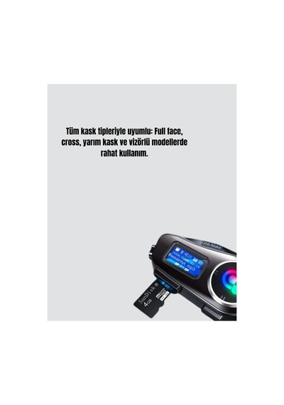 Lcd Ekranlı Kask Kulaklığı Fm Ra Sd K Girişli