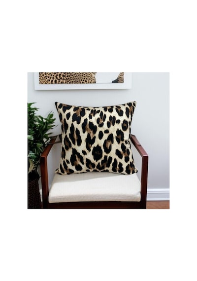 Leopar Desen Çift Taraflı Dijital Baskılı Dekoratif Kırlent Kılıfı 45x45 Diğer