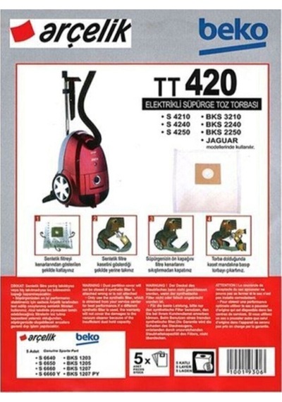 Arçelik Tt 420 C Uyumlu Bez Toz Torbası 5 Adet