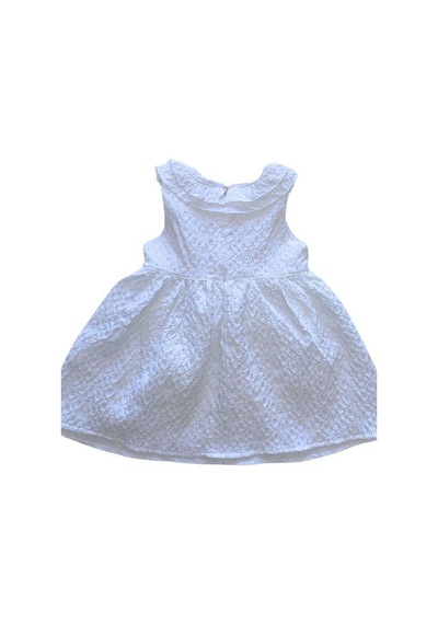 Çikoby Kız Bebek Cep Yaka Fırfırlı Beyaz Elbise-13881 Beyaz