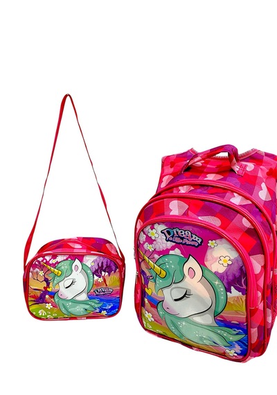 Unicorn Işıklı İlkokul Çantası 2'li Takım Pembe
