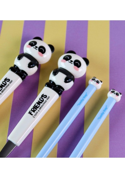 Hayvan Figürlü Çocuk Çatal Kaşık Ve Chopstick Seti 3'lü Takım Beyaz
