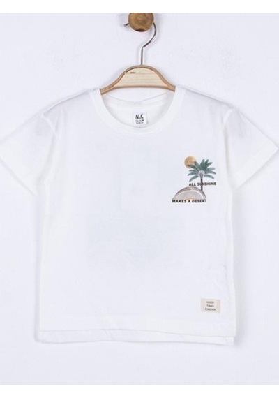 Nk Kids Erkek Bebek Desert Pamuklu Sırtı Baskılı Tshirt-15658 Ekru