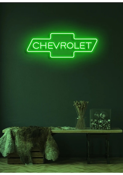 Rent A Carlara Özel Chevrolet Yazılı Neon Tabela Yeşil