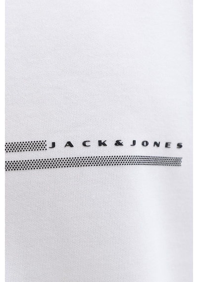 Jack & Jones Jcofusıon Erkek Basic Tişört Bisiklet Yaka, Göğüs Logolu Beyaz