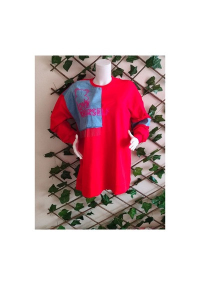 Çınar Boutique Kot Detaylı Sweatshirt Turuncu Turuncu