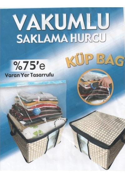 Küpbag Çeyiz Sandıklı ,vakumlu Poşet,vakumlu Çantalı Hurç Krem-beyaz Kareli Şeffaf