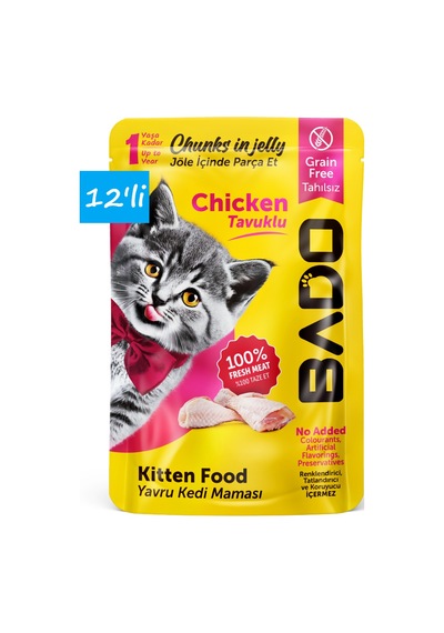 Bado Yavru Yaş Kedi Maması Tavuk Etli 85gr 12'li