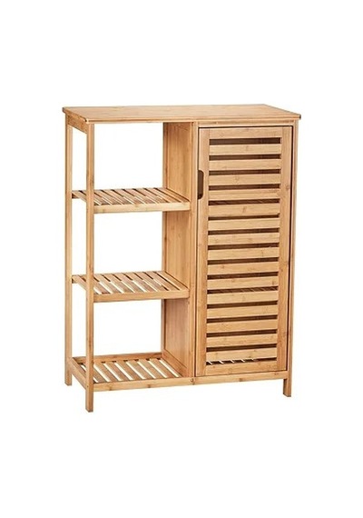 Panalı Bambu Çekmeceli Dolap 88 X 66 X 33 Cm Bej